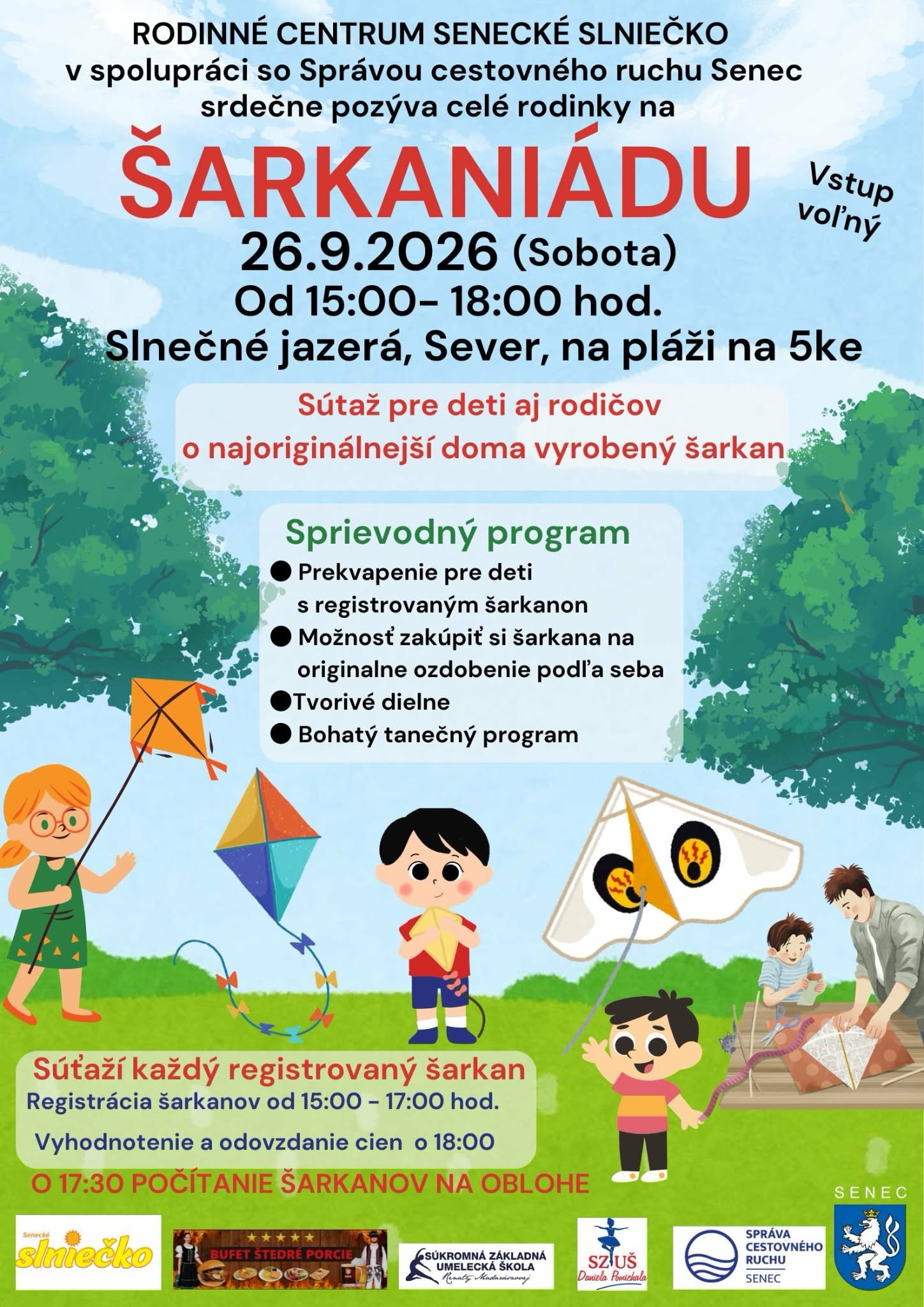 Šarkaniáda 2026 Senec - Slnečné jazerá